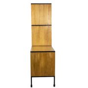 Oak and metal bookcase  design ARP (Motte Guariche Mortier), edition Minvielle 1960