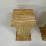 Pair of Art Deco Travertine Columns, Italy, Elegant Design, 1940s