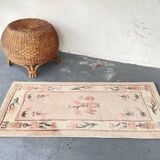 Vintage Chinese rug, beige and pink tones