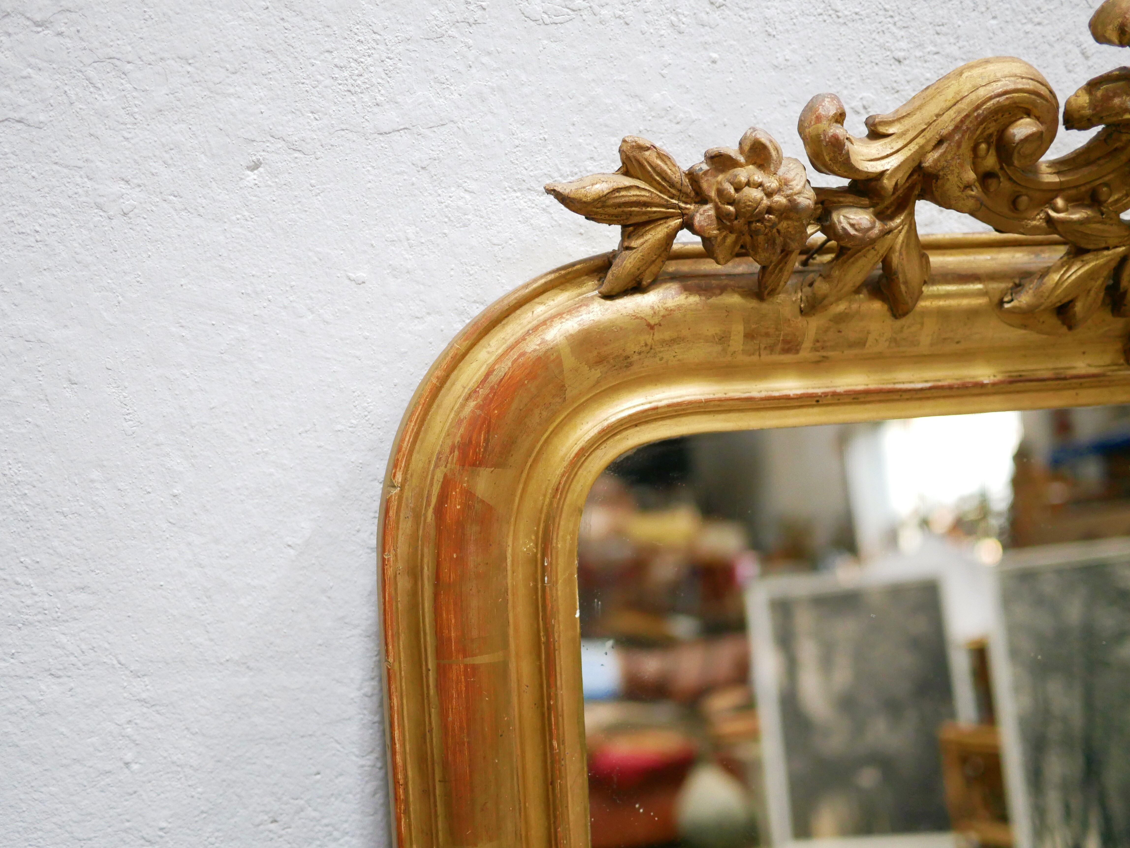 Old Louis Philippe mirror with pediment 135cm x 86cm