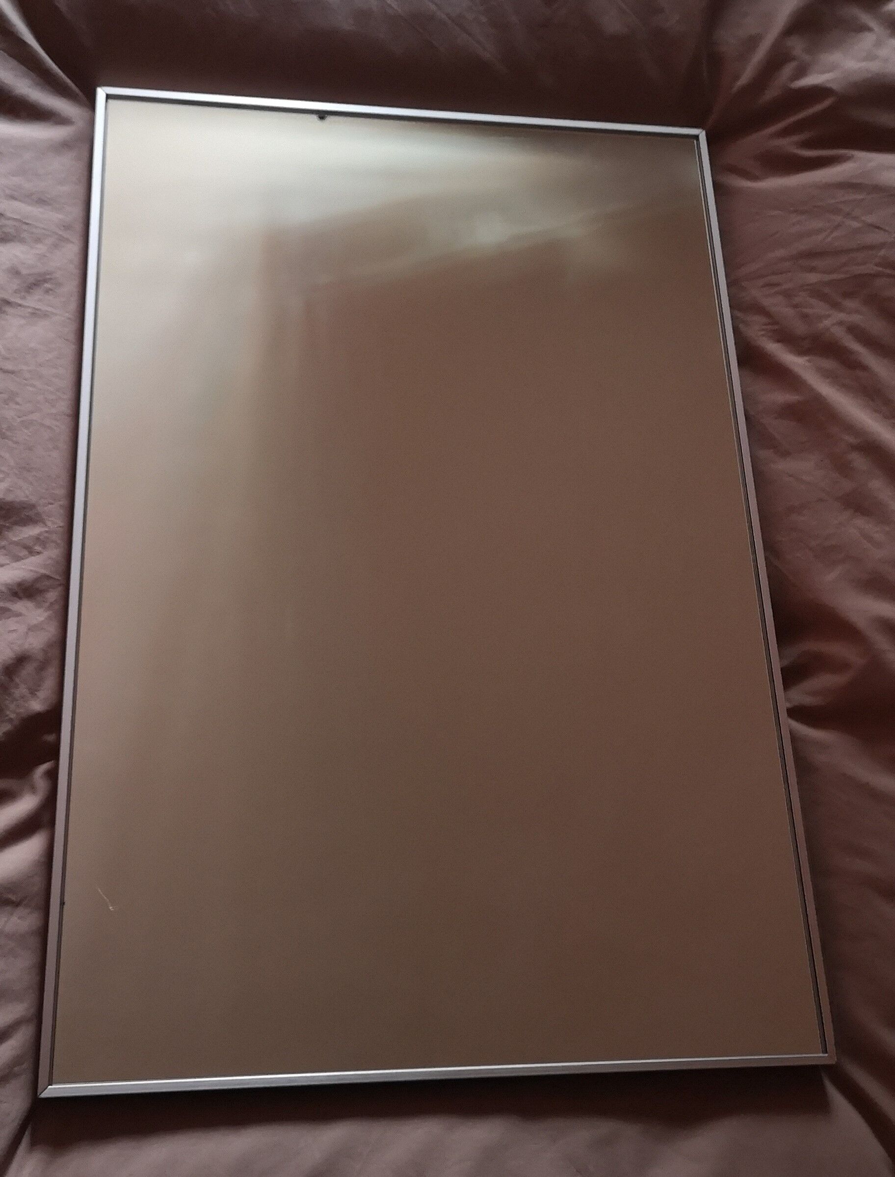 Mirror frame in gray brushed aluminum - 1980s 60x40cm