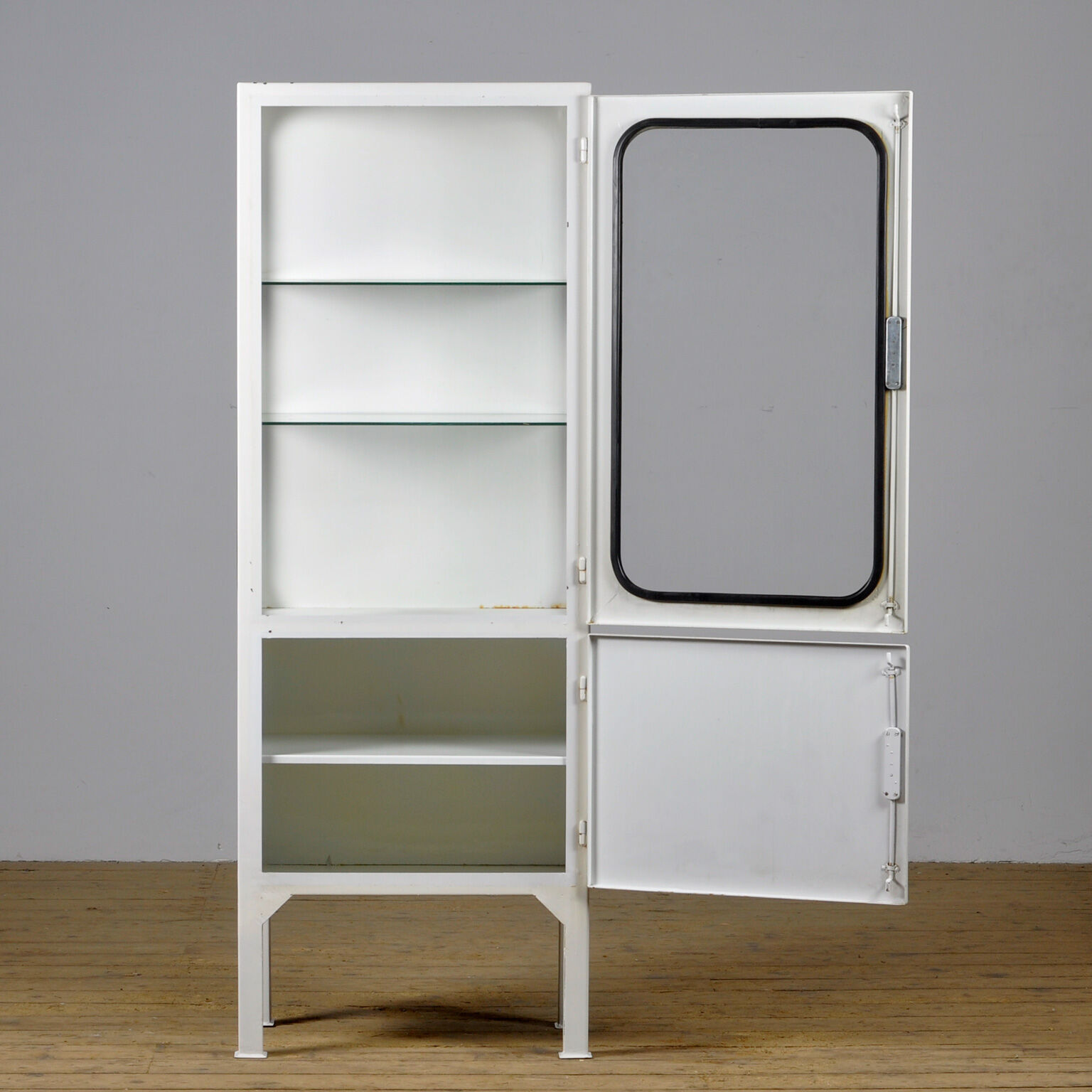 Vintage Iron And Glass Medical Cabinet, 1970s