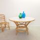 Vintage mid century dutch design rattan round table by Rohe