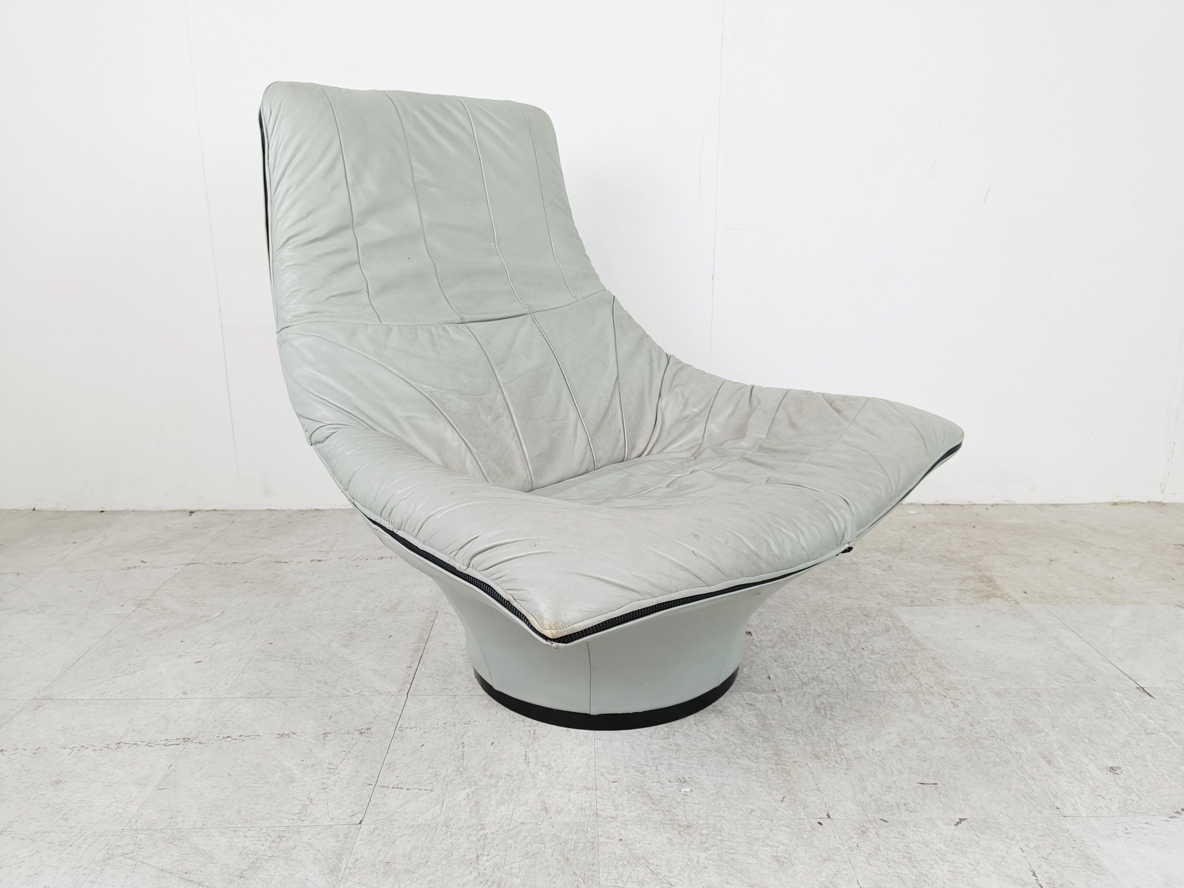 Vintage leather lounge chair by Gerard van den Berg, 1970s