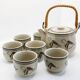 Teapot and its 6 cups with birds Seventies look made in Korea