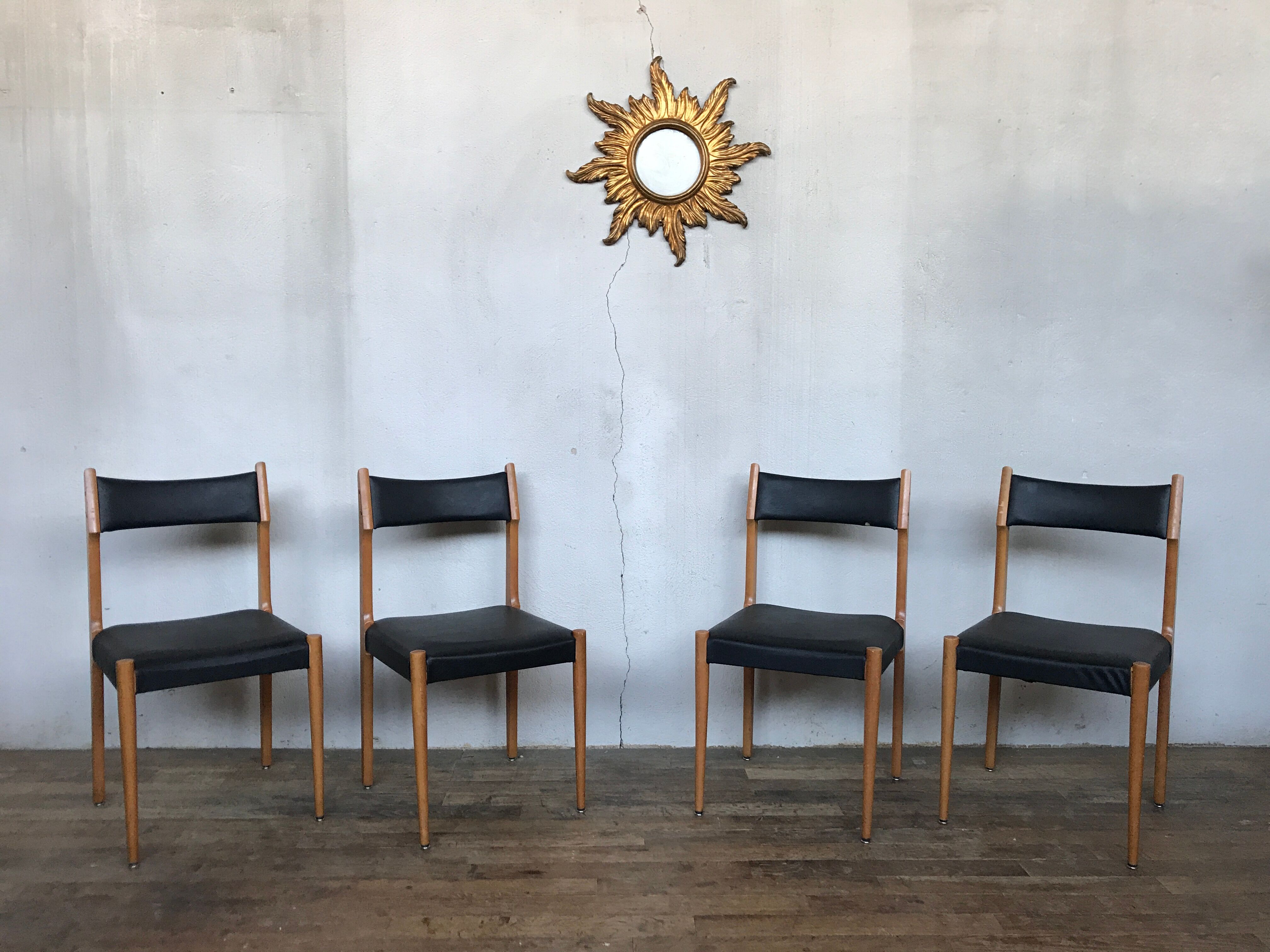 Série de 4 chaise Allemagne de l'est 1950 vintage