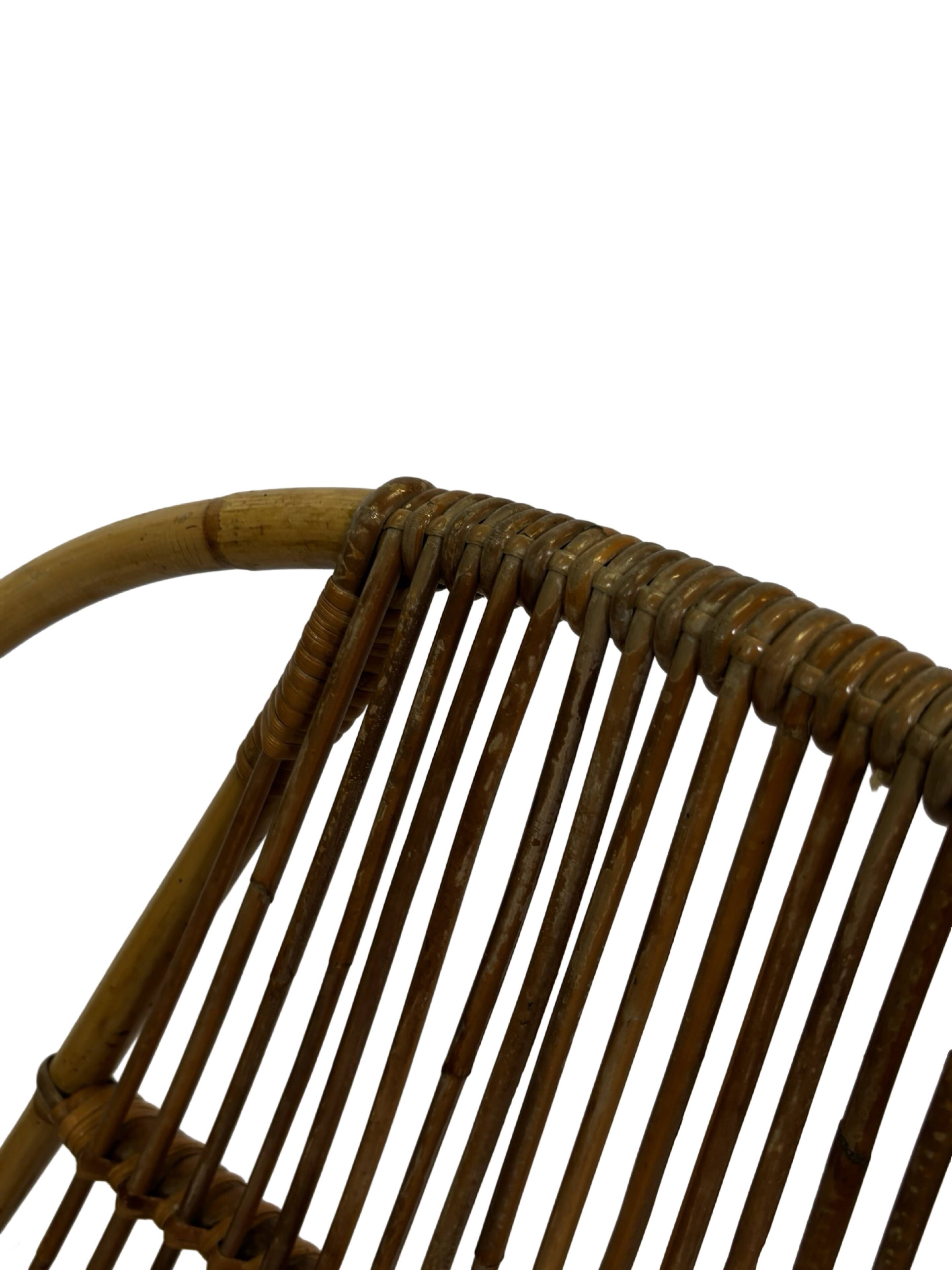 Ensemble vintage de 4 fauteuils club en rotin Rohe Noordwolde 1960