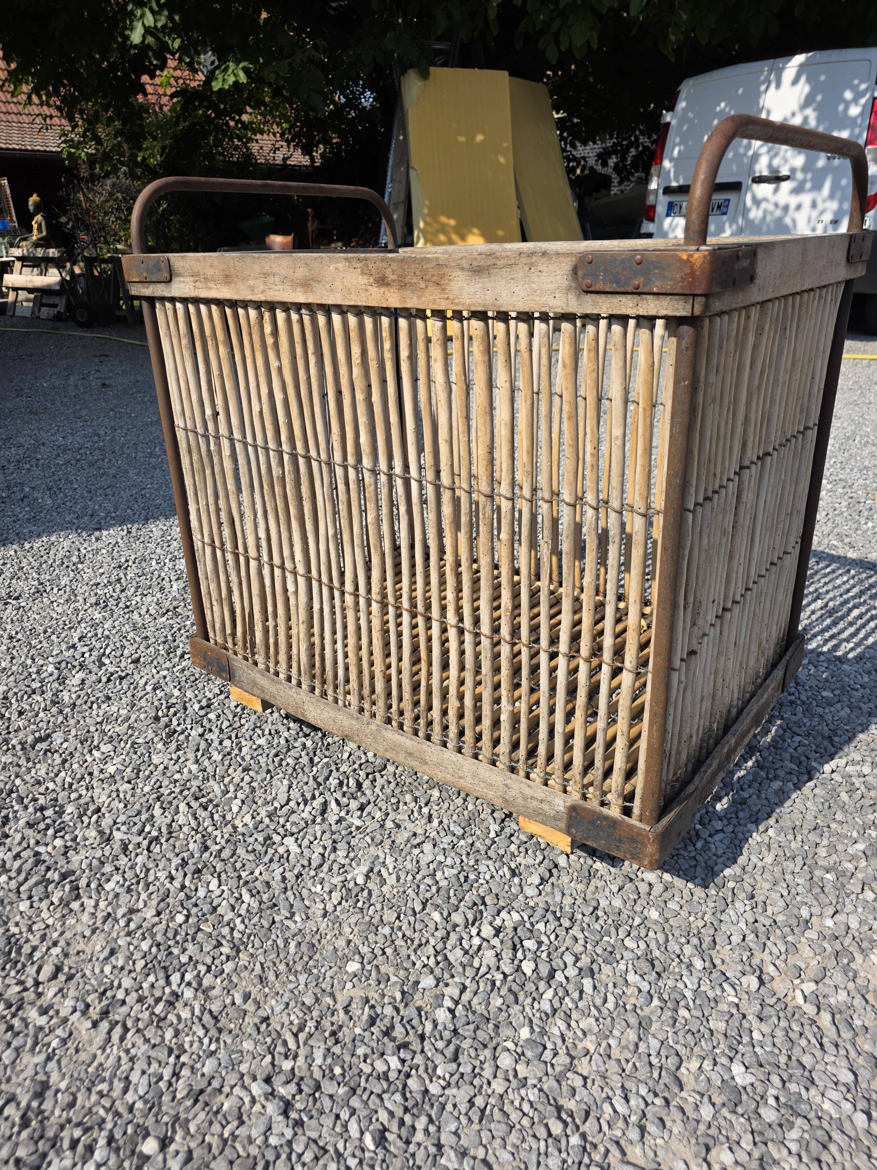 Ancient bakery cart made of rattan.