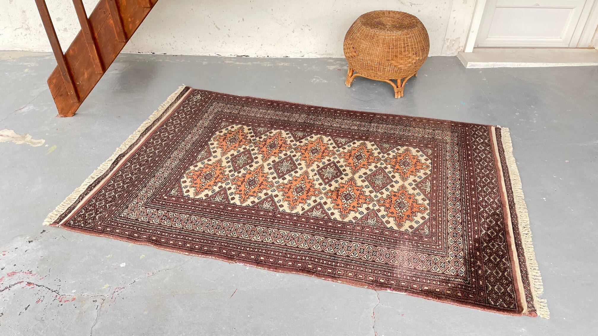 Tapis oriental pakistan gris-pourpre 196cm x 126cm