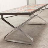 Seventies iron and ceramic coffee table