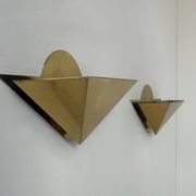 Pair of vintage geometric sconces, brass, France 1970
