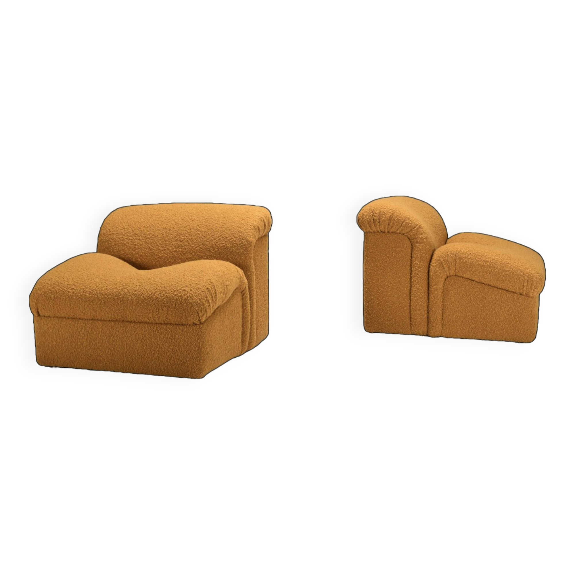 Exceptional Set of Two Bouclé 'Onda' Lounge Chairs by MetalArte, 1970s