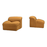 Exceptional Set of Two Bouclé 'Onda' Lounge Chairs by MetalArte, 1970s