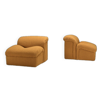 Exceptional Set of Two Bouclé 'Onda' Lounge Chairs by MetalArte, 1970s