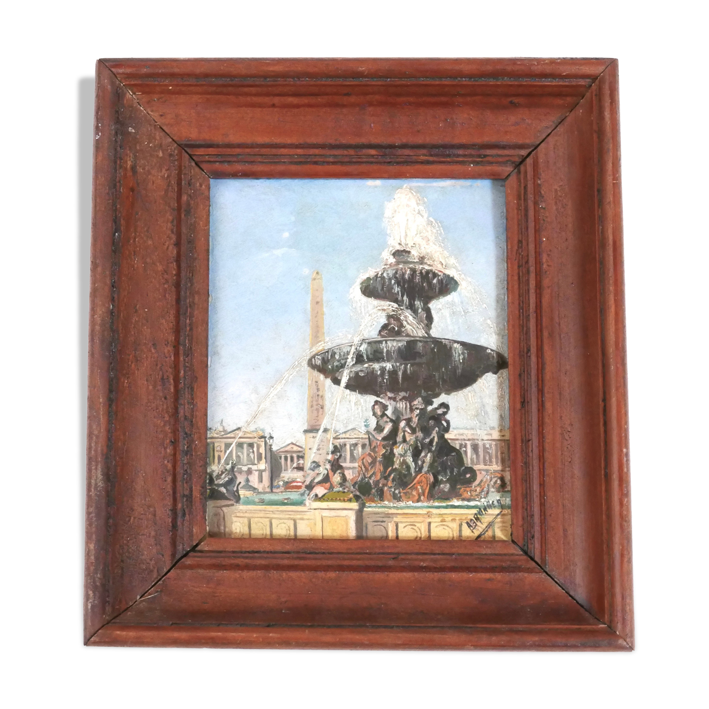 Tableau, peinture de la Place de la Concorde signée, Paris