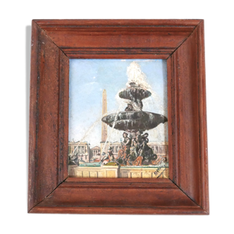 Painting, painting of the Place de la Concorde signed, Paris