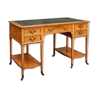 Edwardian satinwood leather top desk