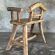 Small brutalist bench with backrest and armrests in Asian blonde teak H67 L6