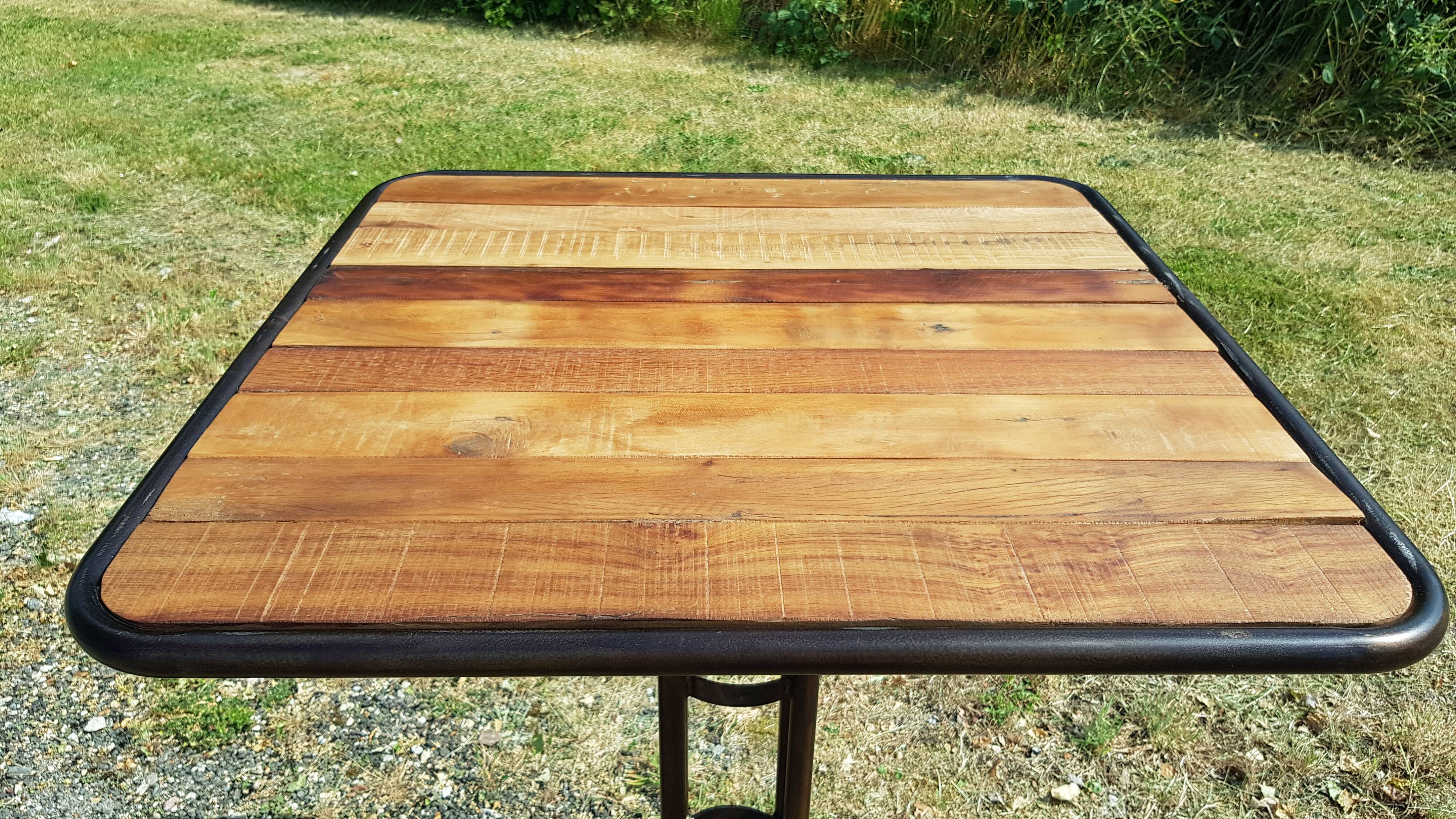 Teak and wrought iron high table