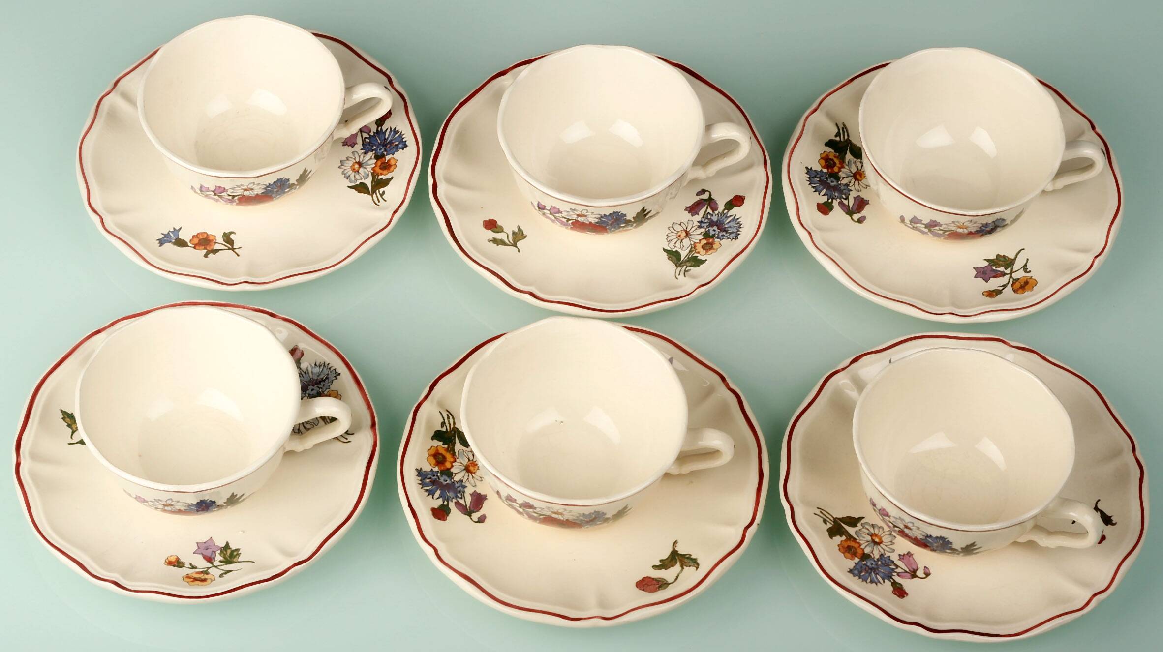 Coffee service in Sarreguemines earthenware, Agreste model.