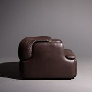 Saporiti armchair designed by Alberto Rosselli brown leather confidential model