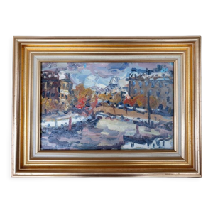 Huile sur toile Les quais de Seine