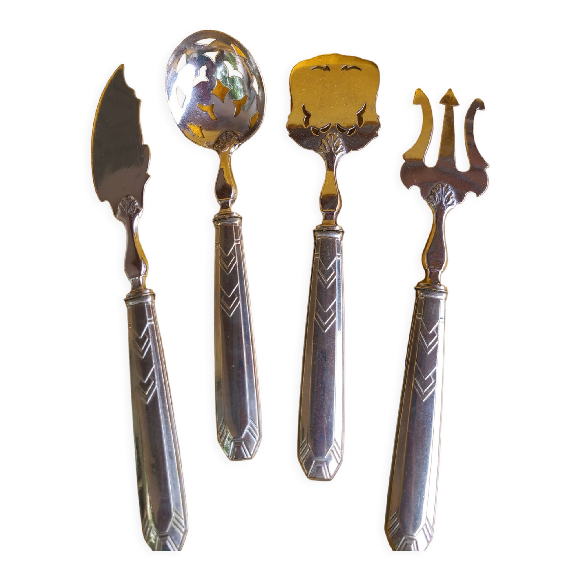 Couverts de service métal argenté Art déco