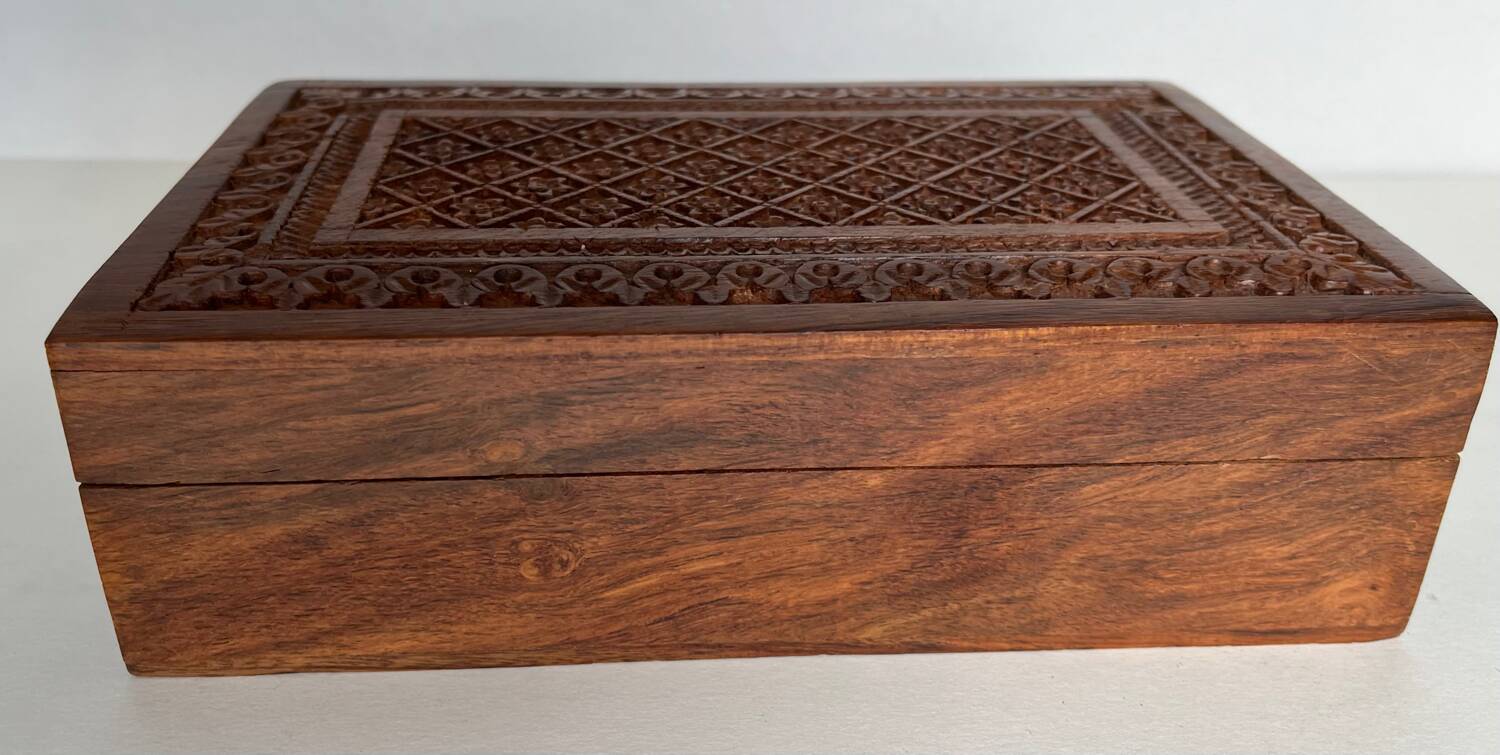 Carved wooden jewelry box