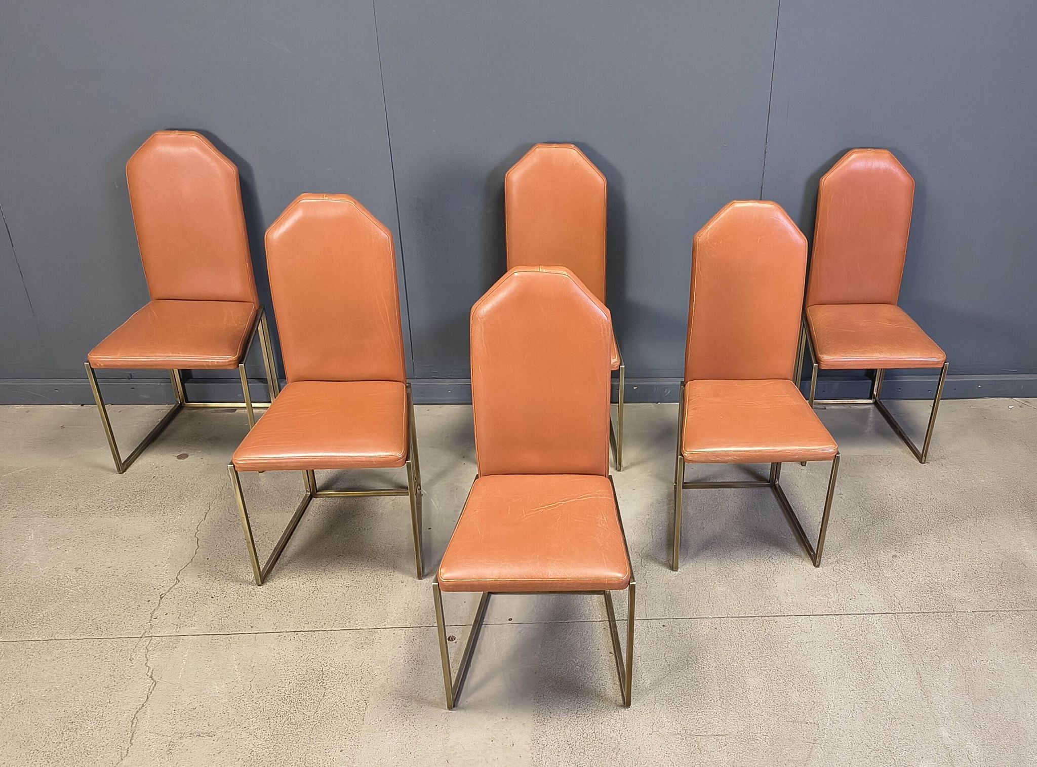 Vintage brass dining chairs by Belgochrom, 1970s