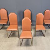 Vintage brass dining chairs by Belgochrom, 1970s