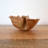 Handmade Small Ceramic Bowl, Signed Studio Pottery Piece, Folded Clay Style