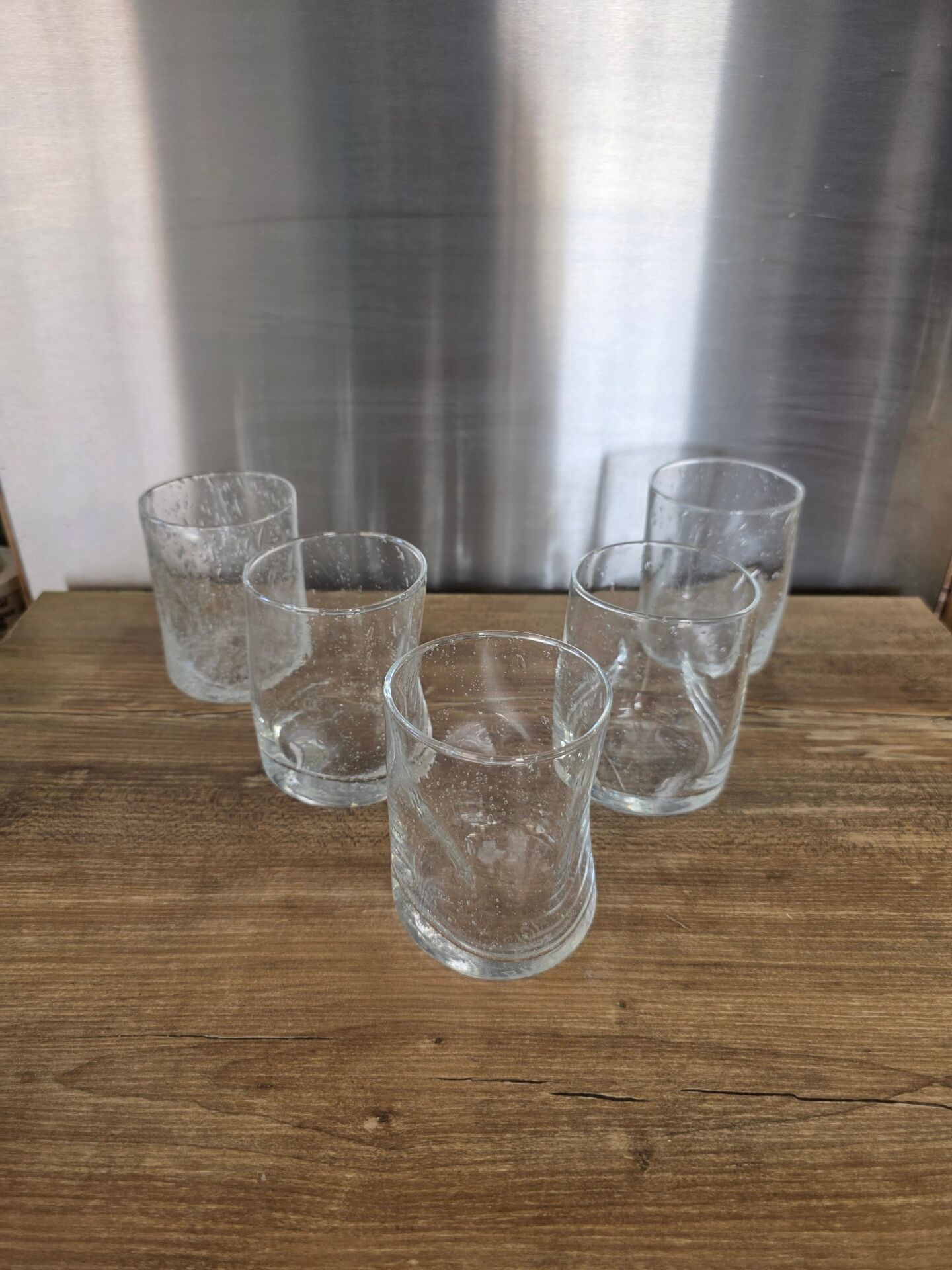 5 engraved bubble glass cups BIOT Free-form pinched (H 10 cm)