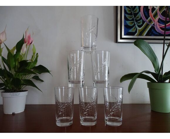 6 verres orangeade cristal d'Arques, modèle fleury épi signés, 13,5 cm |  Selency