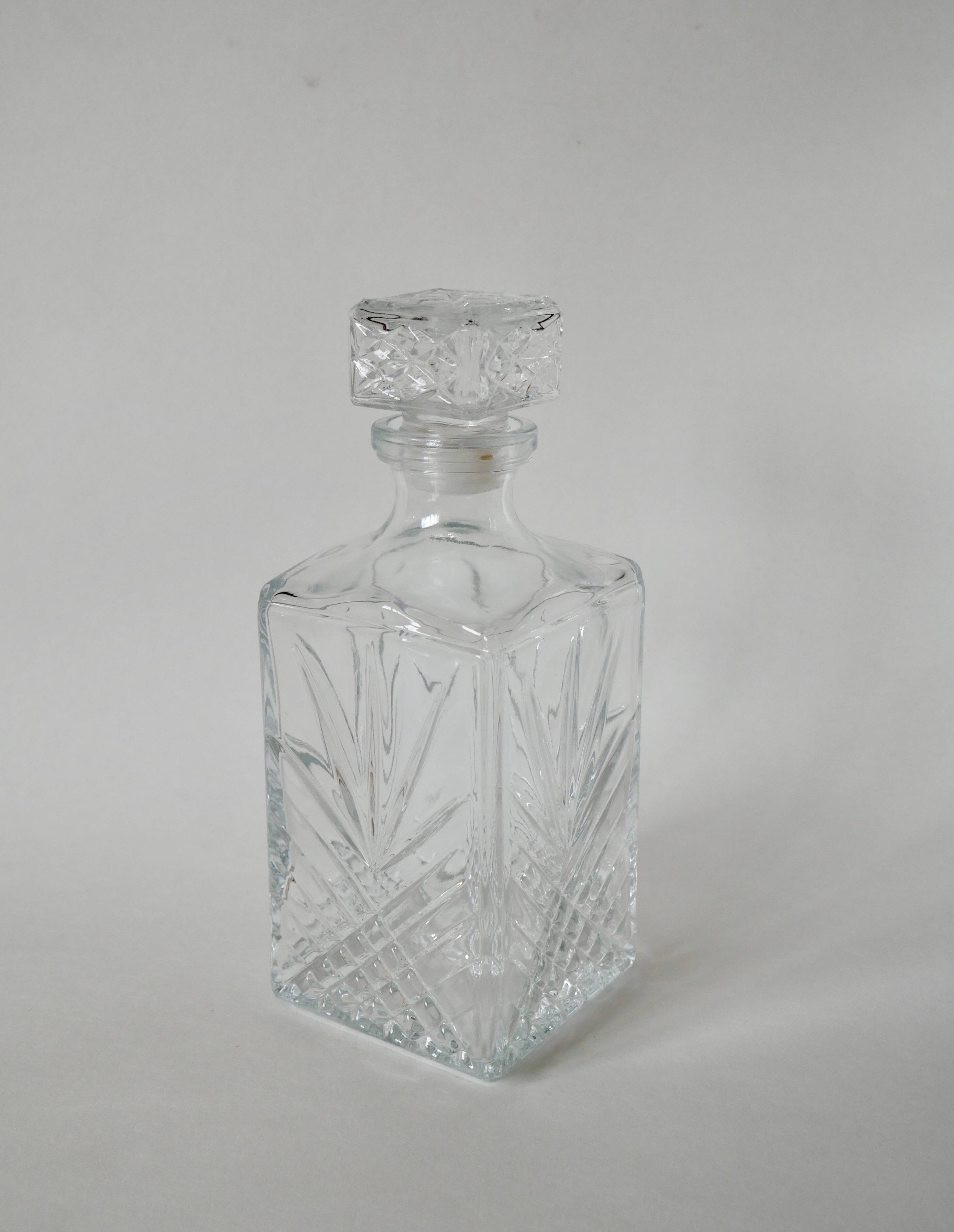 carafe à whisky en verre 1970 26 X 9.5 cm