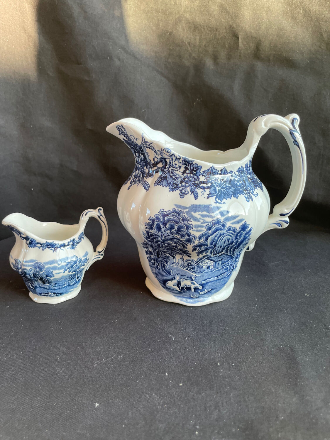 Set of 2 English porcelain pitchers