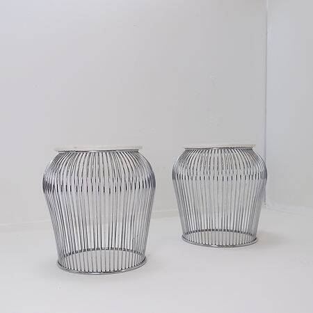 Pair of wire stools - 1970s