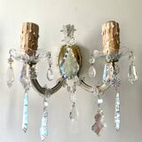 Pair of Marie Thérèse double wall lights in Bohemian crystal