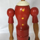 PINOCCHIO WOODEN ARTICULATED COAT RED AND GREEN HANDMADE VINTAGE