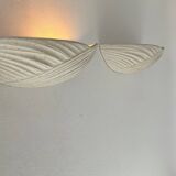 Pair of vintage speckled beige plaster wall lights, France 1970s