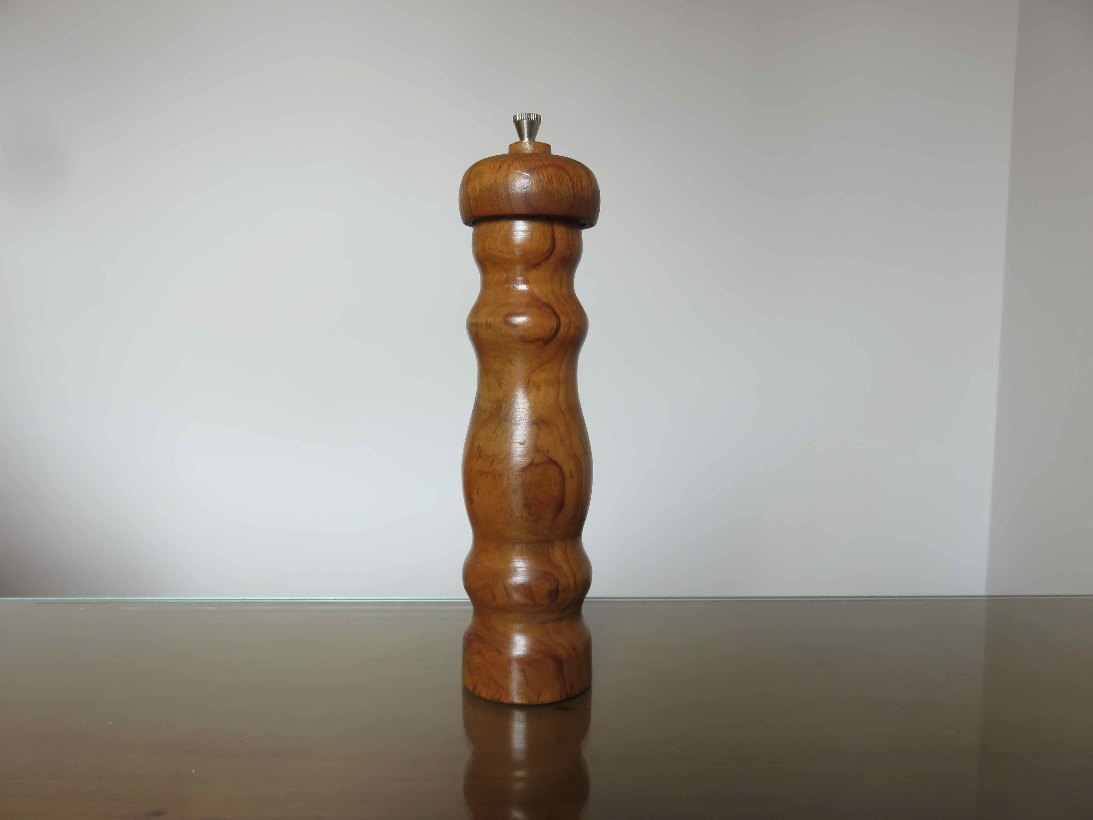 Olive wood pepper mill made in Spain 60s