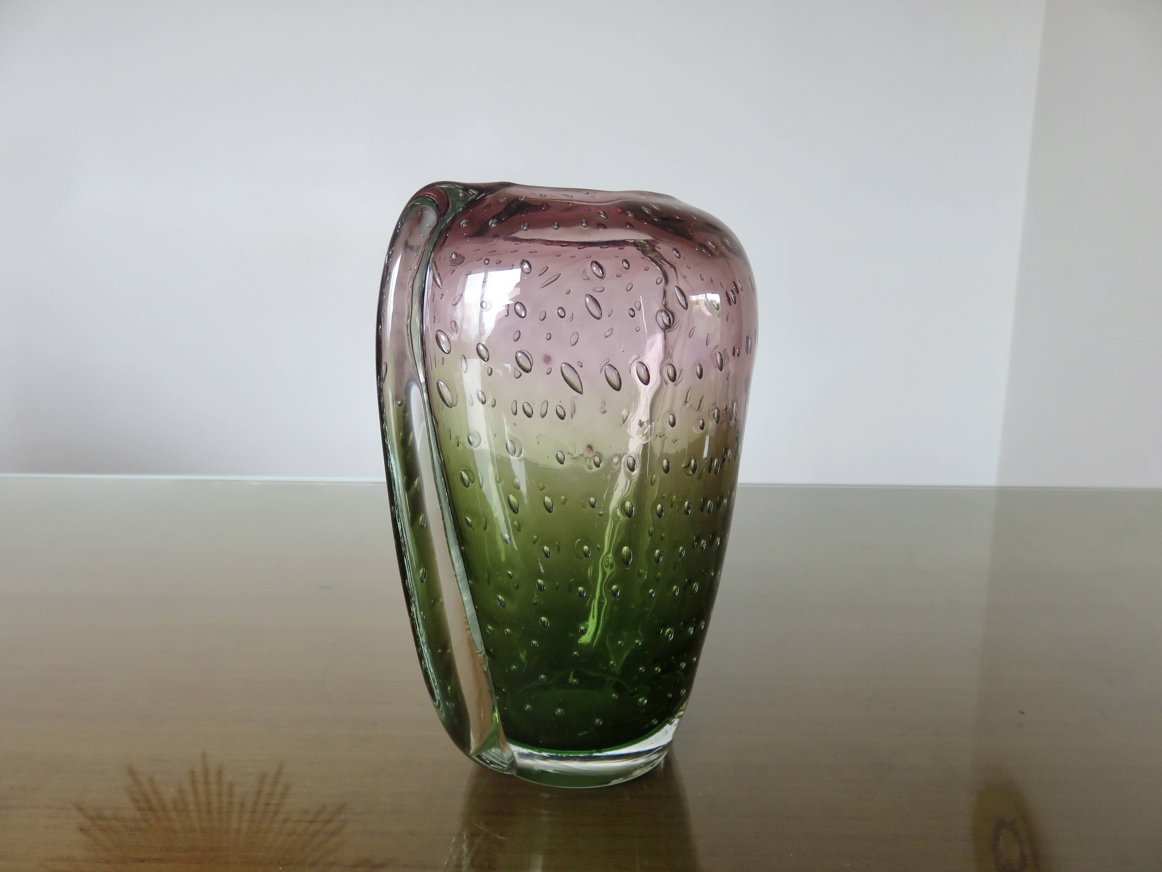 Murano vase in blown glass, bubbled, 50s-60s