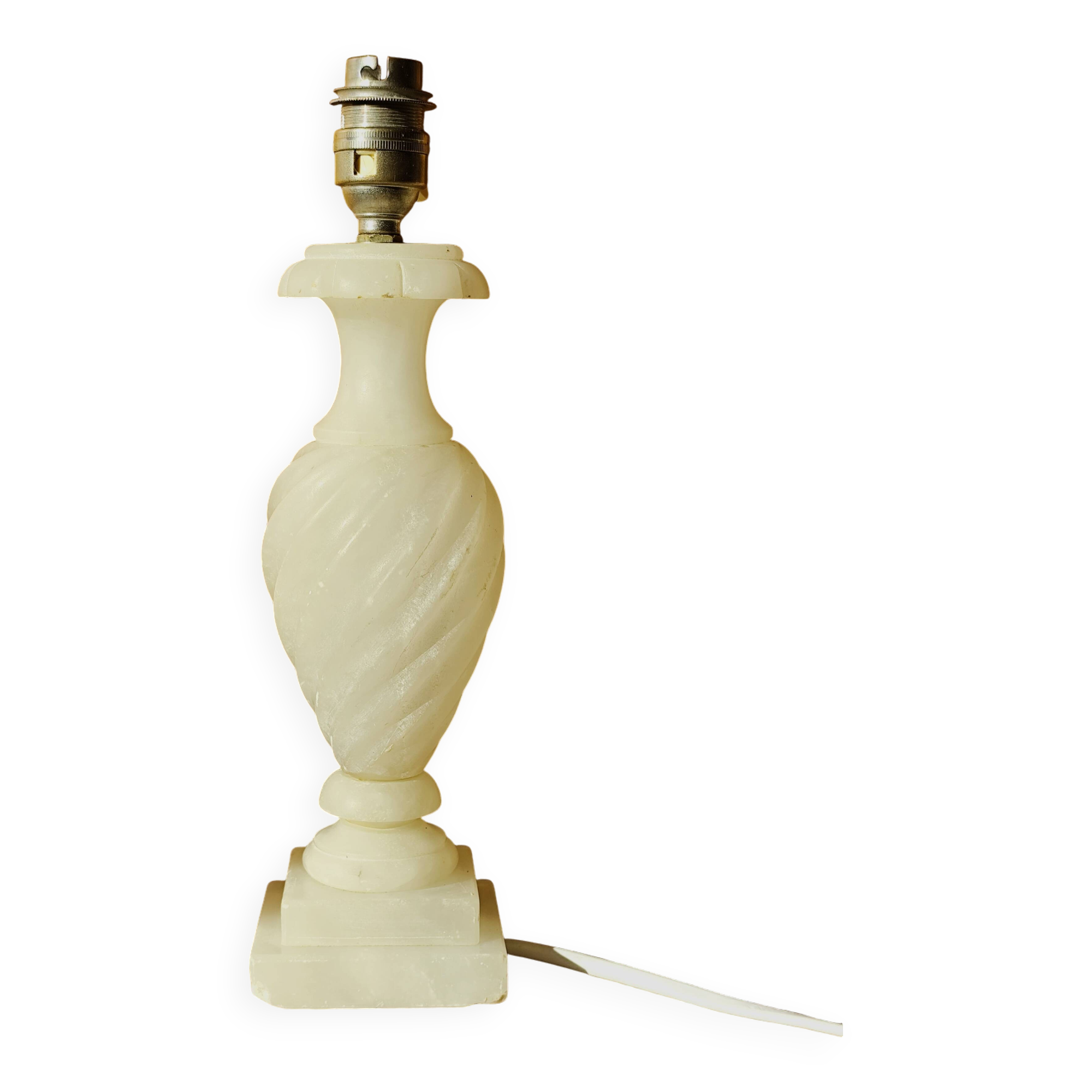 Antique twisted marble lamp base - white stone lamp