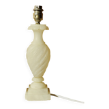 Antique twisted marble lamp base - white stone lamp