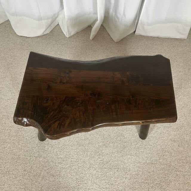 Rustic solid wood coffee table, Wabi-Sabi style, 1970s.