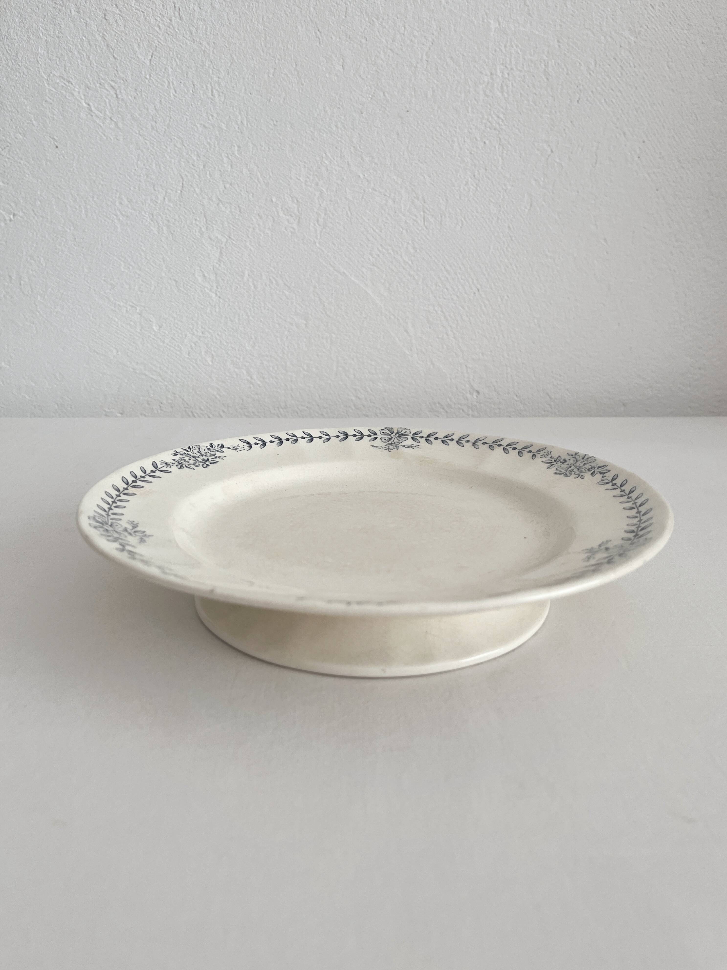 Low ironstone compote dish "Yvonne" Longchamp earthenware