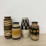 Set of 4 ceramic scheurich west Germany vases , 1970s