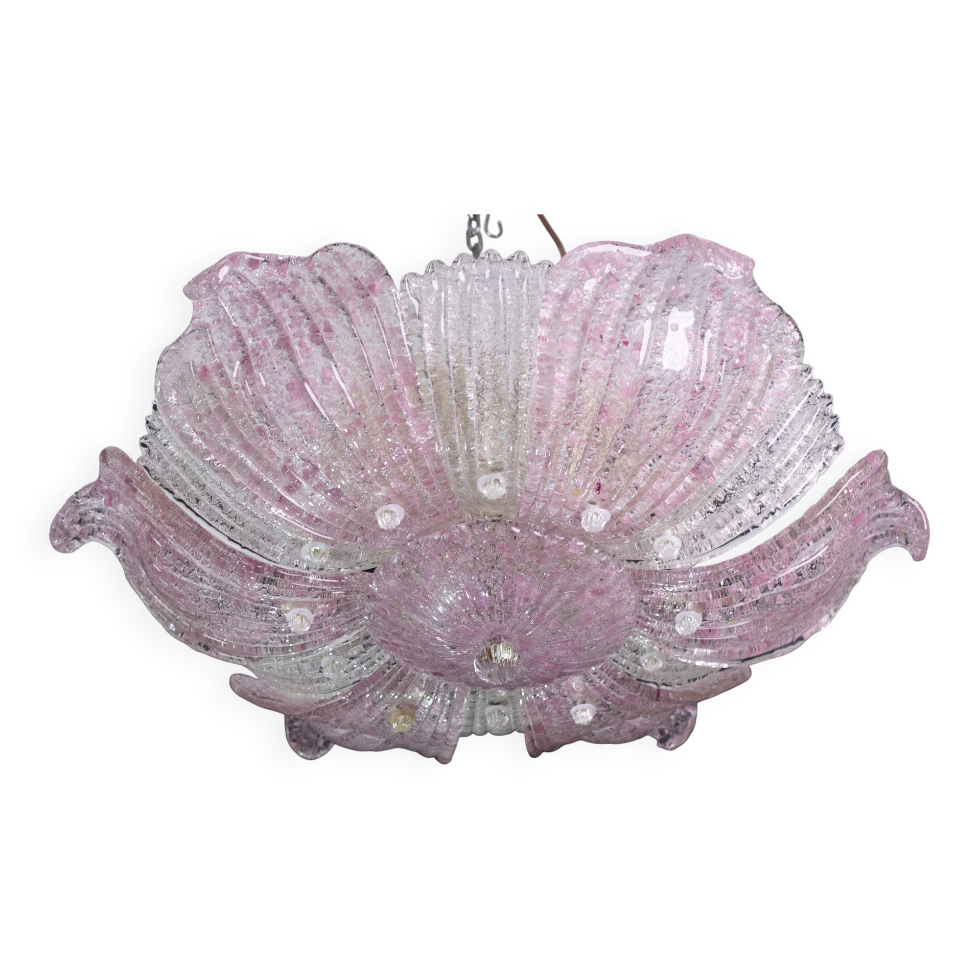 Fascinating Vintage Murano Glass Ceiling lamp Pink