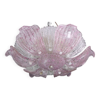 Lustre vintage en verre de Murano rose