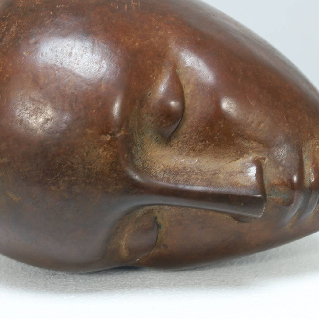 Bronze Sculpture – Abstracted Head, 20th Century