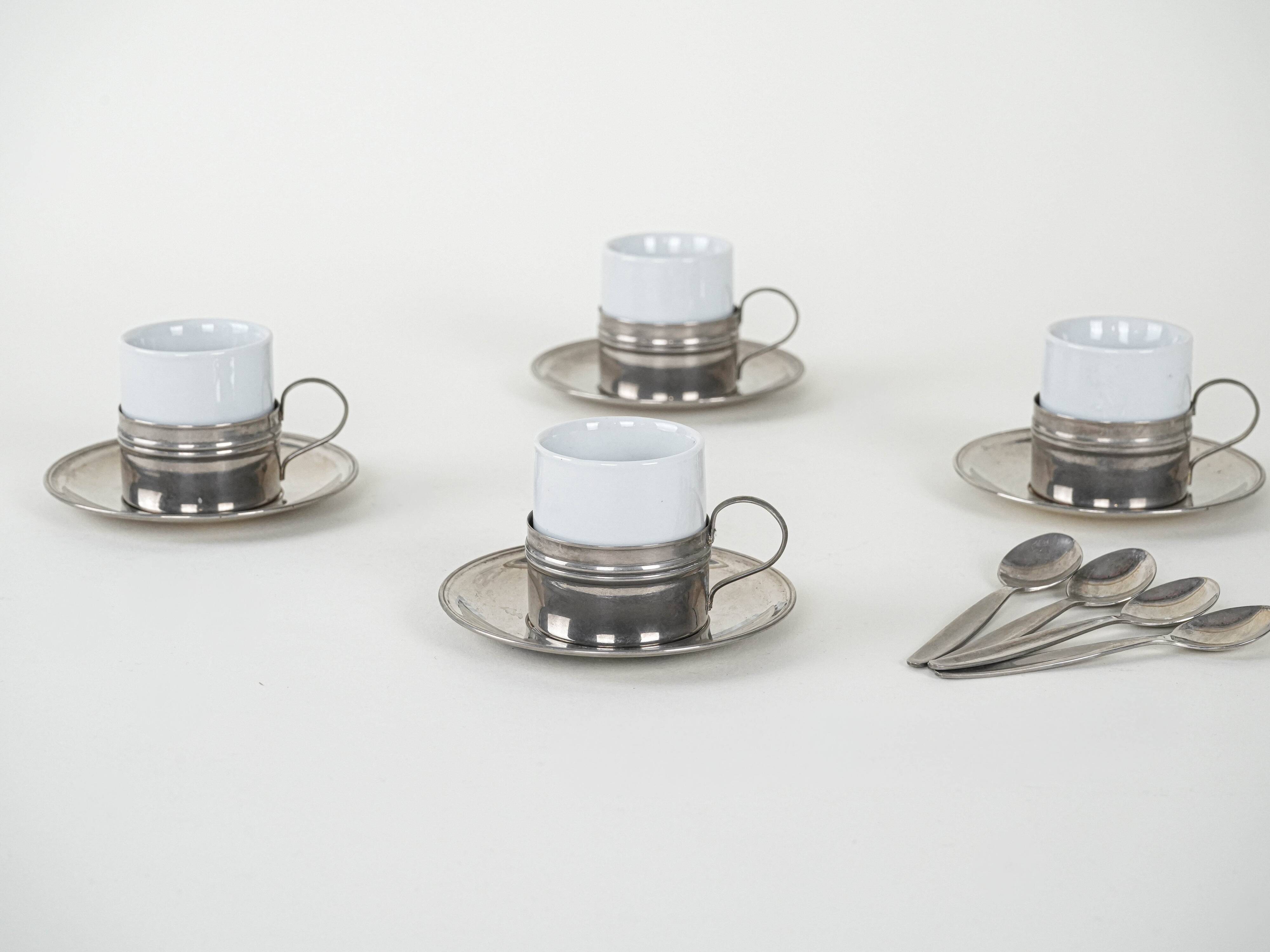 Set of espresso cups, Italian design, 1980s, made in Italy